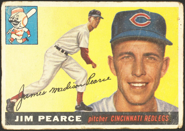 1955 Topps Jim Pearce #170 Cincinnati Redlegs RC High Number Low Grade - Creases front of card