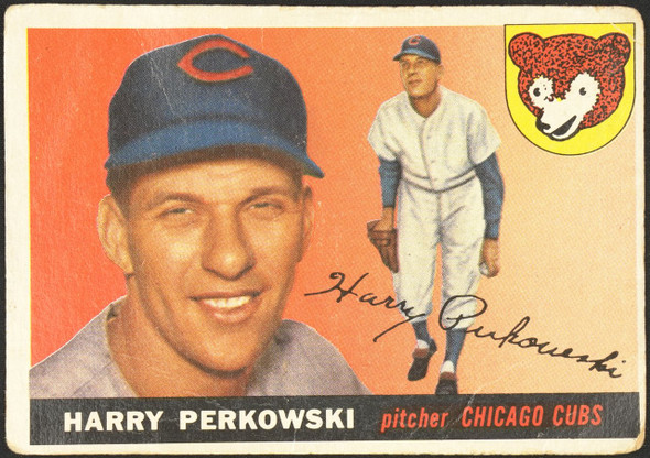 1955 Topps Harry Perkowski #184 Chicago Cubs High Number Low Grade - Creases front of card