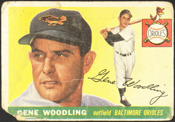 1955 Topps Gene Woodling #190 Baltimore Orioles High Number Low Grade - Creases front of card