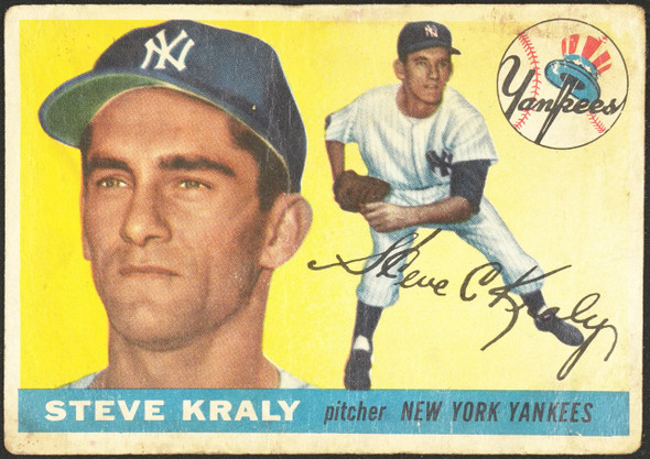 1955 Topps Steve Kraly #139 New York Yankees RC Low Grade - Creases front of card