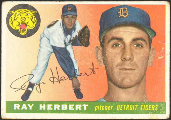 1955 Topps Ray Herbert #138 Detroit Tigers Low Grade - Creases front of card