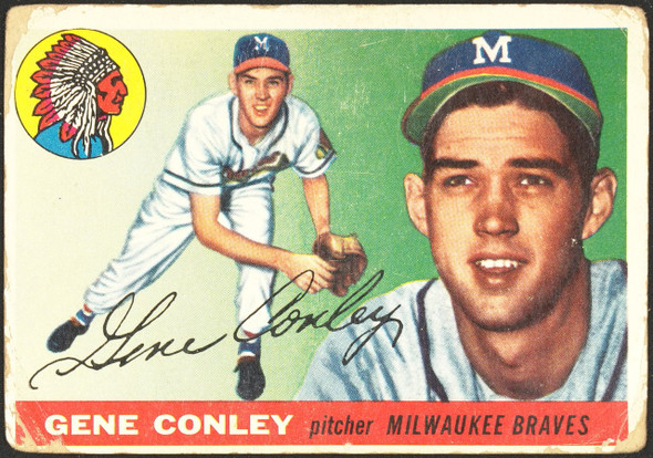 1955 Topps Gene Conley #81 Milwaukee Braves Low Grade - Creases front of card
