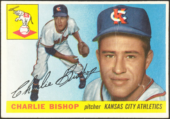 1955 Topps Charlie Bishop #96 Kansas City Athletics Low Grade - Creases front of card