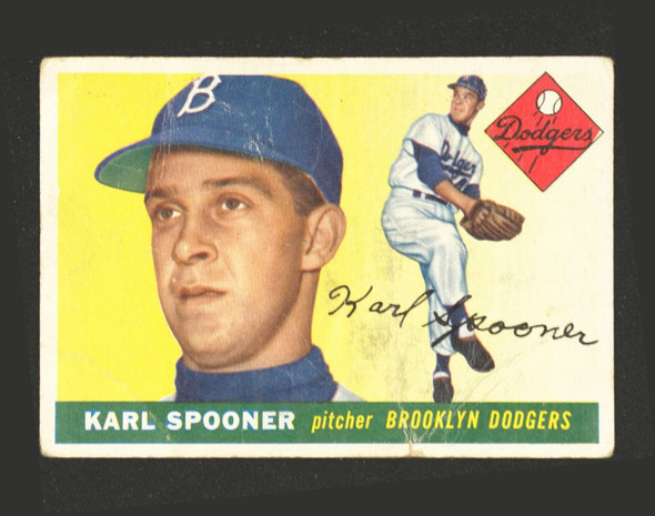 1955 Topps Karl Spooner #90 Brooklyn Dodgers RC Low Grade - Creases front of card