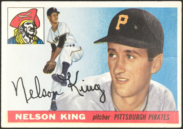 1955 Topps Nelson King #112 Pittsburgh Pirates RC Low Grade - Creases — Example A front of card
