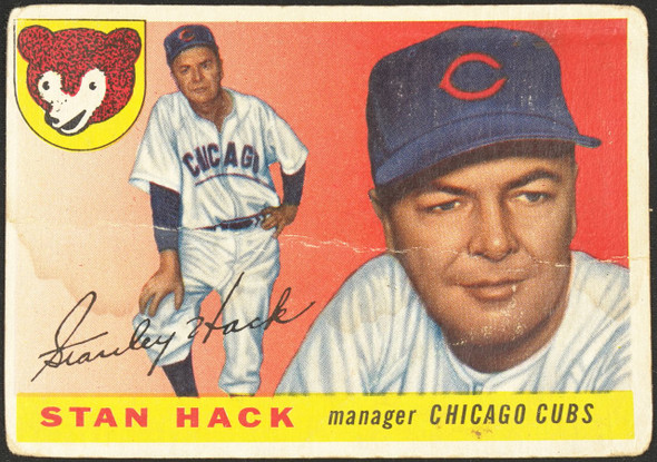 1955 Topps Stan Hack #6 Chicago Cubs Low Grade - Creases front of card