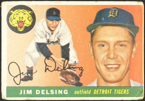 1955 Topps Jim Delsing #192 Detroit Tigers High Number Low Grade - Creases Example B front of card