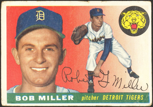 1955 Topps Bob Miller #9 Detroit Tigers Low Grade - Creases front of card