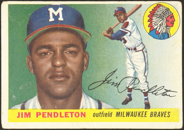 1955 Topps Jim Pendleton #15 Milwaukee Braves Low Grade - Creases front of card