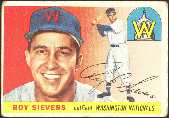 1955 Topps Roy Sievers #16 Washington Senators Fair front of card