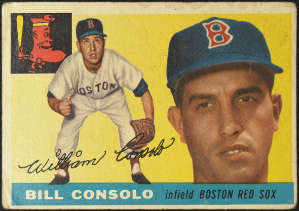 1955 Topps Billy Consolo #207 Boston Red Sox High Number Low Grade - Creases Example A front of card