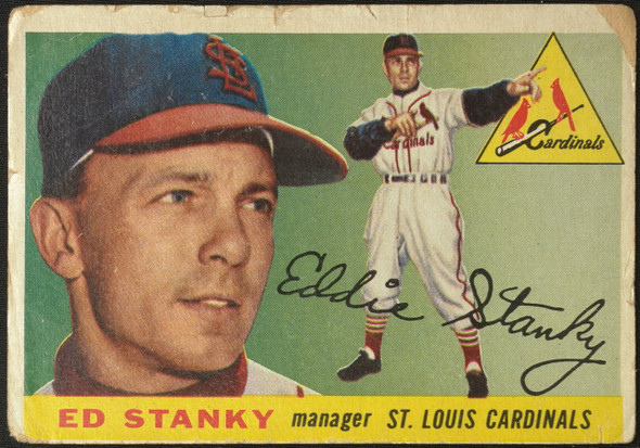 1955 Topps Eddie Stanky #191 St. Louis Cardinals High Number Fair Example B front of card