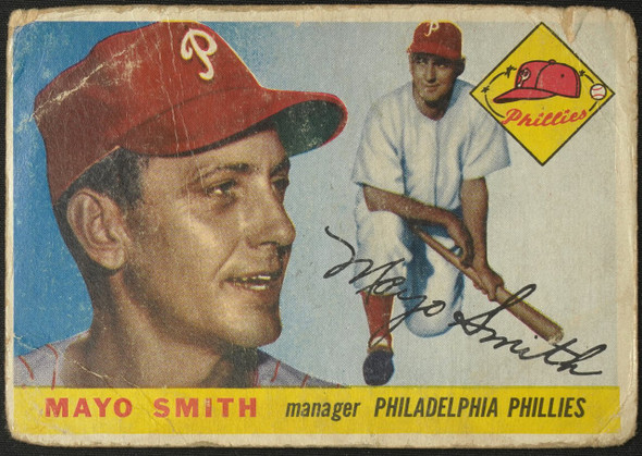 1955 Topps Mayo Smith #130 Philadelphia Phillies RC Fair Example A front of card