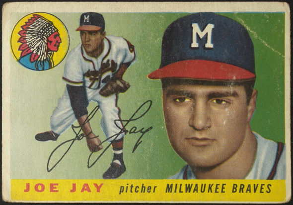 1955 Topps Joey Jay #134 Milwaukee Braves Fair Example A front of card