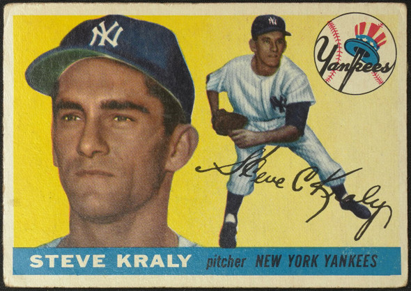 1955 Topps Steve Kraly #139 New York Yankees RC Low Grade - Marks front of card