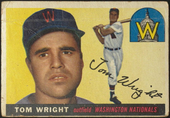1955 Topps Tom Wright #141 Washington Senators Low Grade - Creases front of card