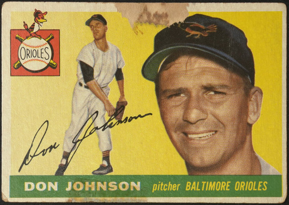 1955 Topps Don Johnson #165 Baltimore Orioles High Number Fair Example A front of card