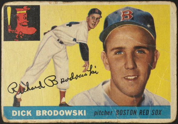 1955 Topps Dick Brodowski #171 Boston Red Sox High Number Low Grade - Creases — Example B front of card