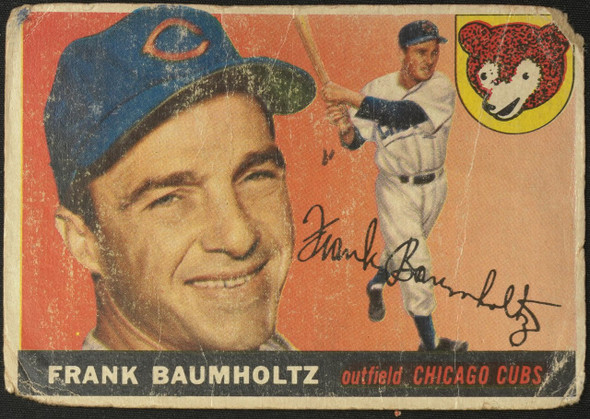 1955 Topps Frank Baumholtz #172 Chicago Cubs High Number Low Grade - Creases Example A front of card