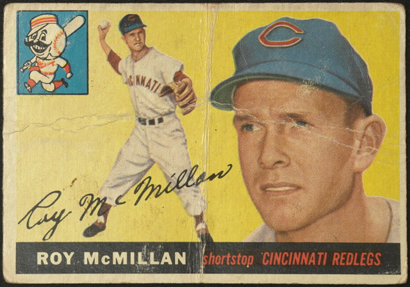 1955 Topps Roy McMillan #181 Cincinnati Redlegs High Number Low Grade - Creases front of card