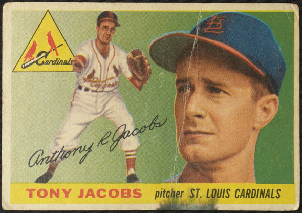 1955 Topps Tony Jacobs #183 St. Louis Cardinals High Number Low Grade - Creases front of card