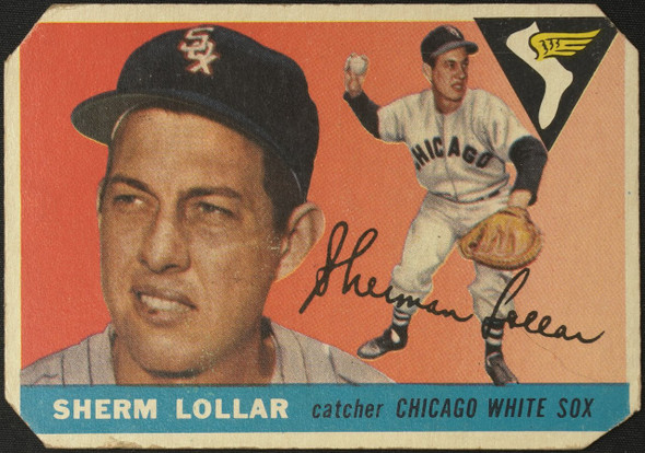 1955 Topps Sherm Lollar #201 Chicago White Sox High Number Low Grade - Creases Example B front of card