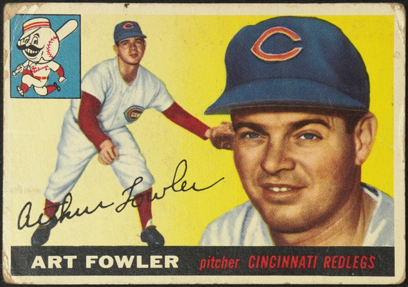 1955 Topps Art Fowler #3 Cincinnati Redlegs RC Low Grade - Creases front of card