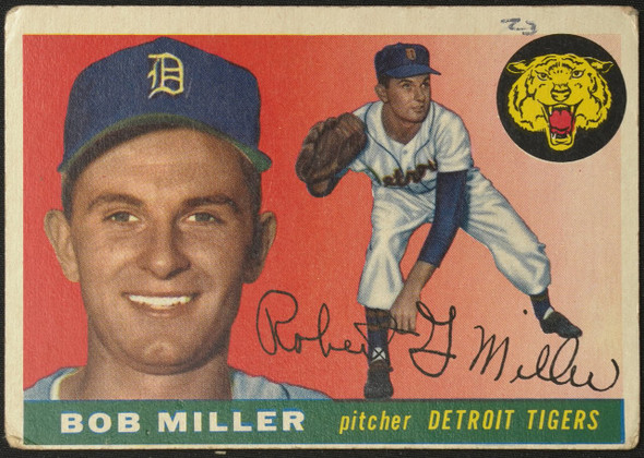 1955 Topps Bob Miller #9 Detroit Tigers Low Grade - Marks front of card