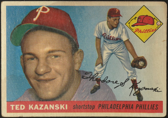 1955 Topps Ted Kazanski #46 Philadelphia Phillies Fair Example B front of card