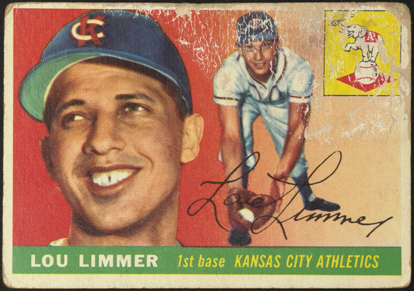 1955 Topps Lou Limmer #54 Kansas City Athletics Fair Example A front of card