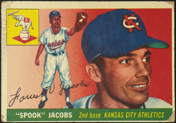 1955 Topps Spook Jacobs #61 Kansas City Athletics Fair Example A front of card