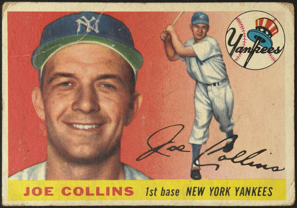 1955 Topps Joe Collins #63 New York Yankees Low Grade - Creases Example A front of card