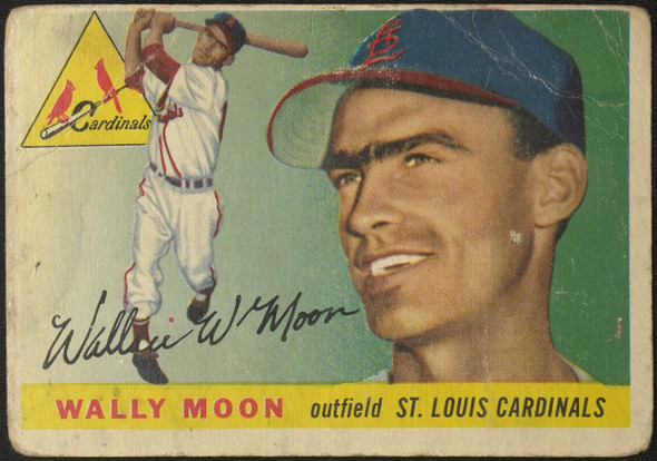1955 Topps Wally Moon #67 St. Louis Cardinals Low Grade - Creases front of card