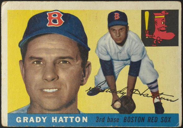 1955 Topps Grady Hatton #131 Boston Red Sox Low Grade - Creases Example B front of card