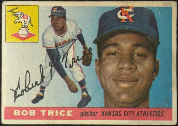 1955 Topps Bob Trice #132 Kansas City Athletics Low Grade - Creases Example B front of card