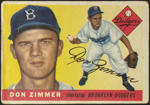 1955 Topps Don Zimmer #92 Brooklyn Dodgers RC Fair front of card