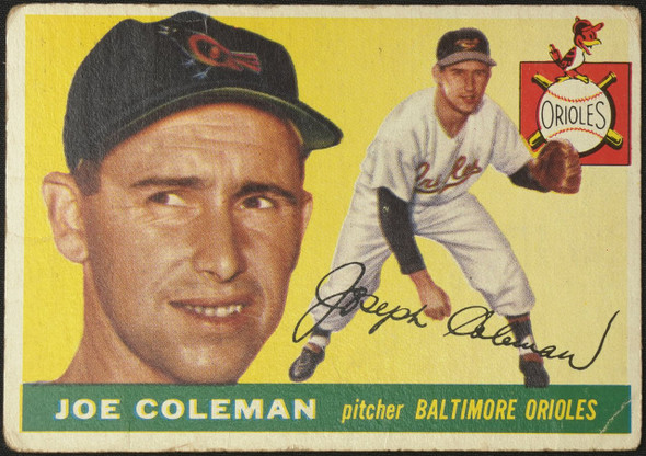 1955 Topps Joe Coleman #162 Baltimore Orioles High Number Fair Example A front of card