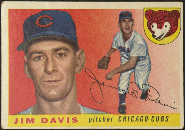 1955 Topps Jim Davis #68 Chicago Cubs RC Low Grade - Creases Example B front of card