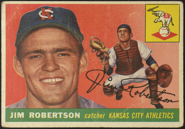 1955 Topps Jim Robertson #177 Kansas City Athletics High Number Low Grade - Creases front of card