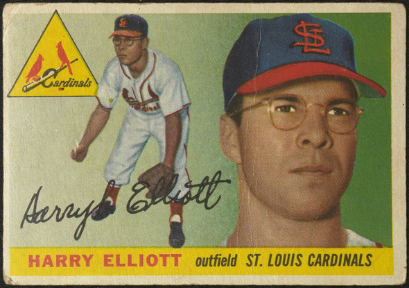 1955 Topps Harry Elliott #137 St. Louis Cardinals RC Low Grade - Creases Example A front of card