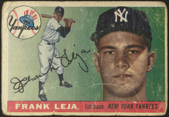 1955 Topps Frank Leja #99 New York Yankees Low Grade - Creases Example A front of card