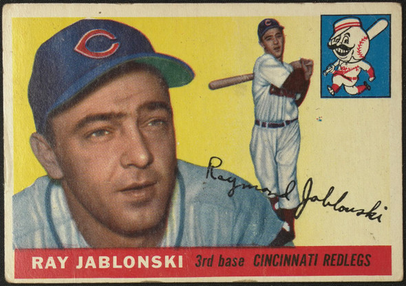 1955 Topps Ray Jablonski #56 Cincinnati Redlegs Fair — Example C front of card