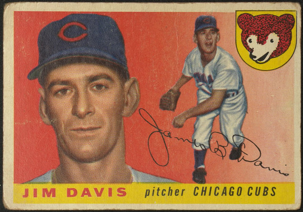 1955 Topps Jim Davis #68 Chicago Cubs RC Low Grade - Creases Example C front of card
