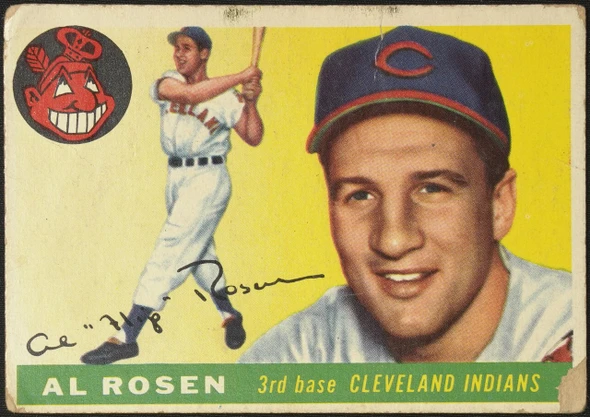 1955 Topps Al Rosen #70 Cleveland Indians Low Grade - Creases Example B front of card