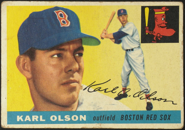 1955 Topps Karl Olson #72 Boston Red Sox Fair Example B front of card