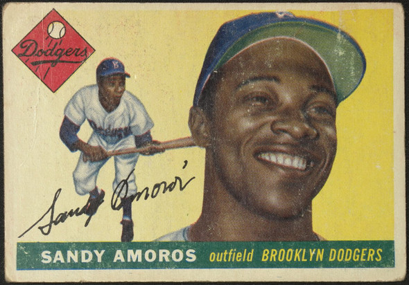 1955 Topps Sandy Amoros #75 Brooklyn Dodgers RC Fair Example B front of card