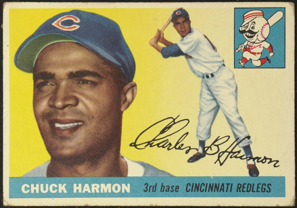 1955 Topps Chuck Harmon #82 Cincinnati Redlegs Fair — Example B front of card