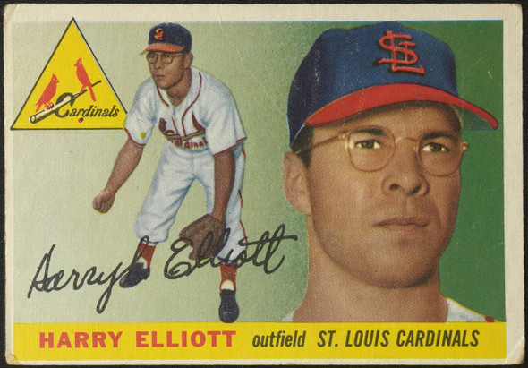 1955 Topps Harry Elliott #137 St. Louis Cardinals RC Low Grade - Creases Example B front of card