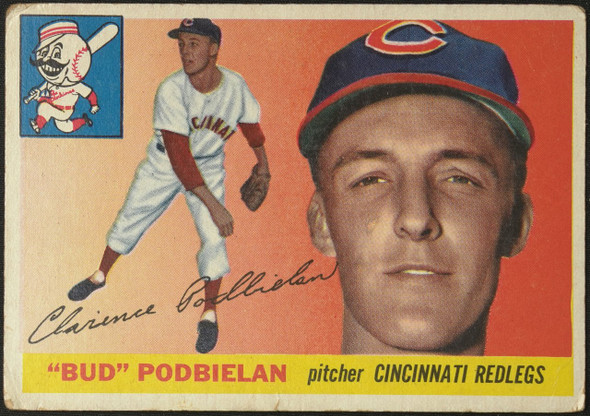 1955 Topps Bud Podbielan #153 Cincinnati Redlegs Low Grade - Creases front of card