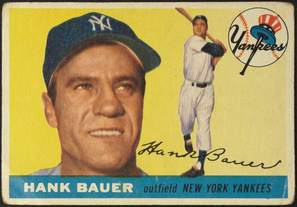 1955 Topps Hank Bauer #166 New York Yankees High Number Fair Example A front of card